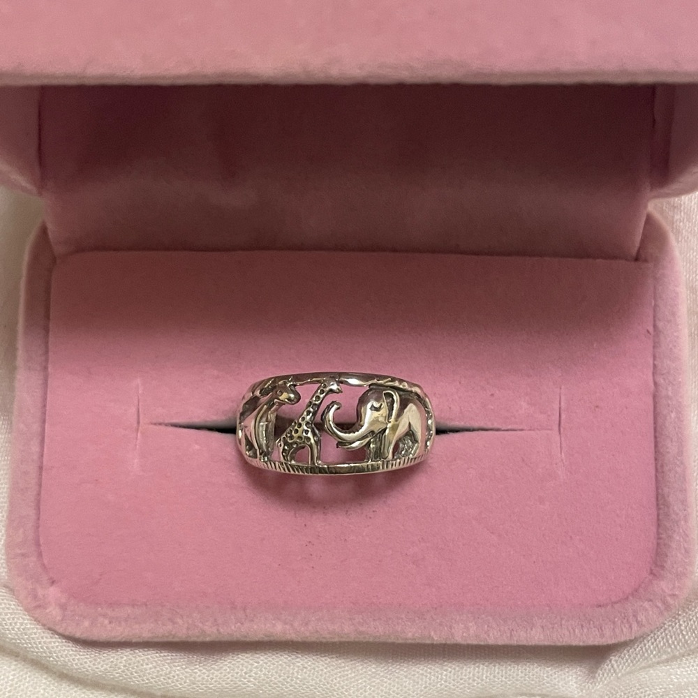 Vintage 90s Sterling Silver Jungle Animal Safari Ring Size 8